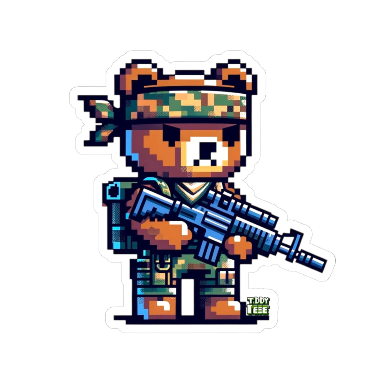 8-bit Soldier Bear Sticker