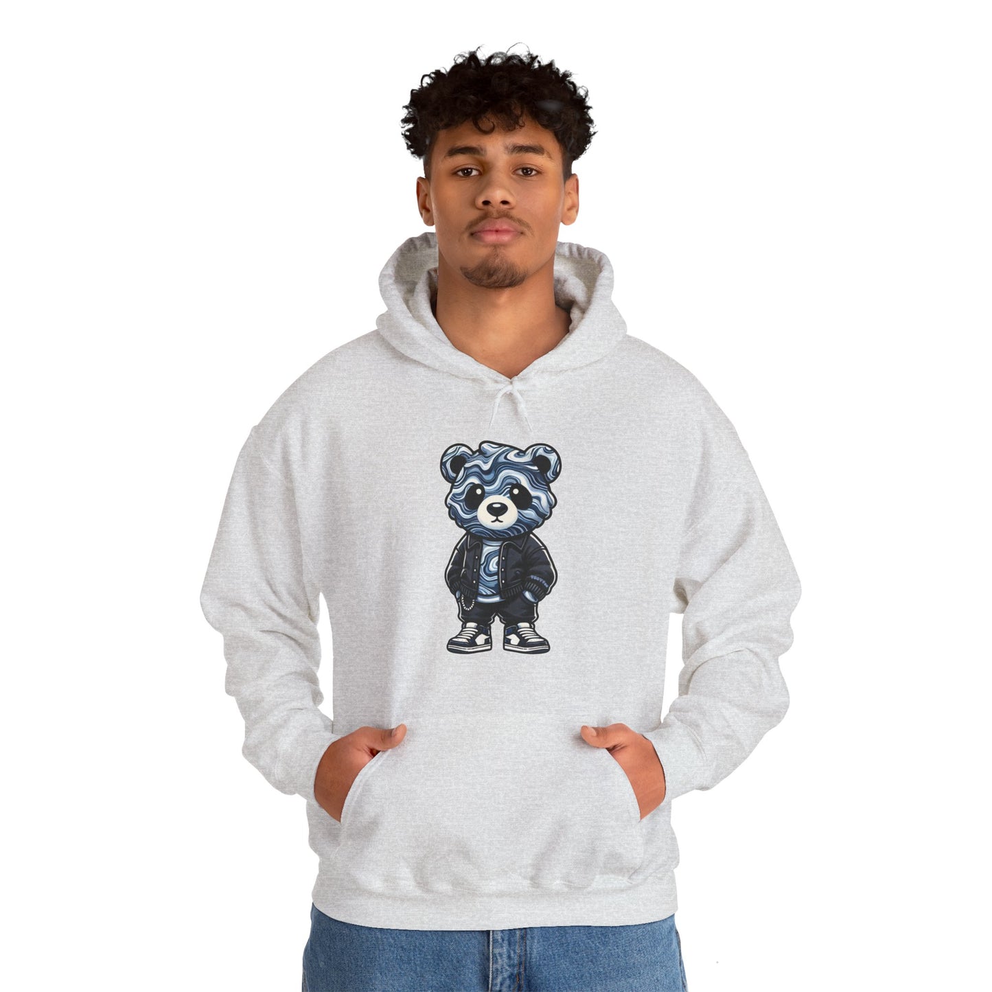 Grey Marble Bear Hoodie